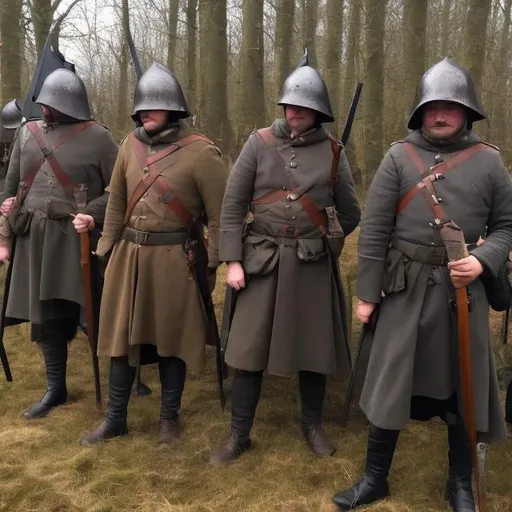 Prompt: Northern royal medieval soldiers in trench 