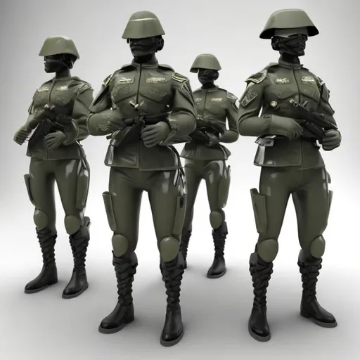 Prompt: Futuristic army soldiers in rank and file