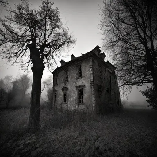 Prompt: Spooky abandoned village 