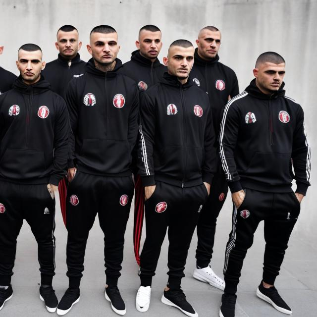 Prompt: Albanian mob in tracksuits