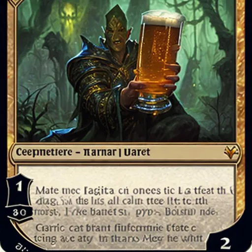 Prompt: Magic the Gathering Mana card forest beer in artwork