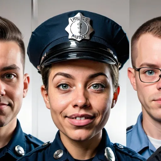 Prompt: a MODERN diverse group photo a nurse, an educator, EMS WORKER, firemen, AND a police officer in the style of Mad Magazine