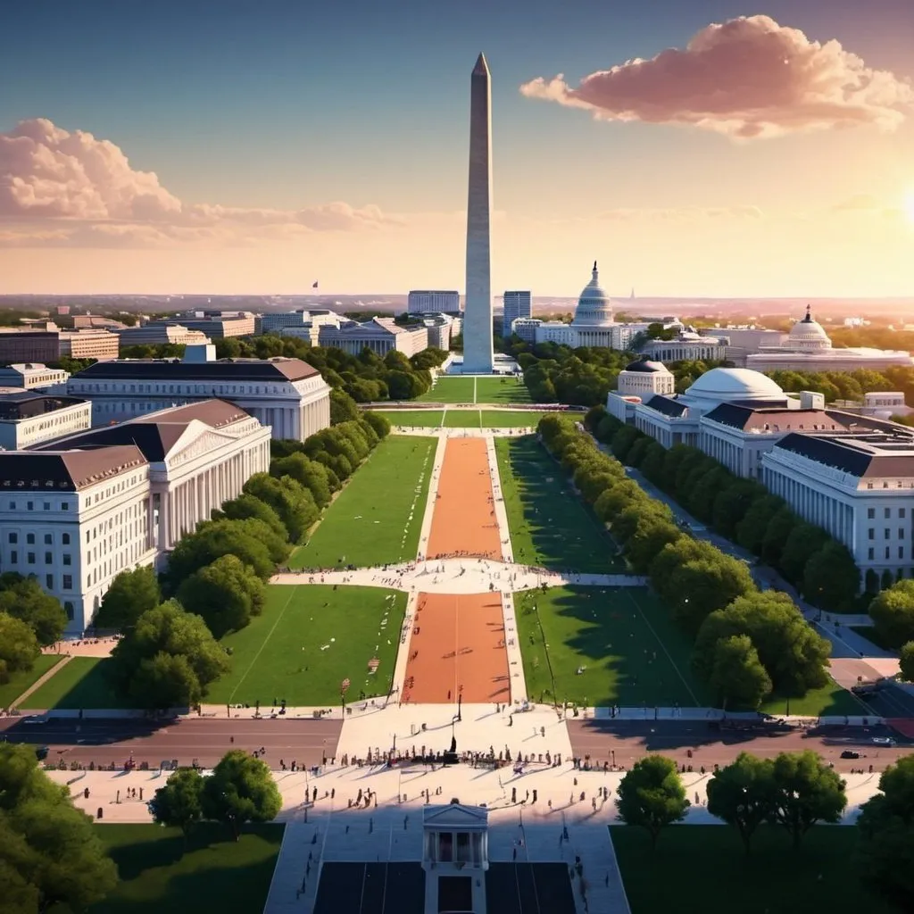 Prompt: Animated image of washington dc high definition