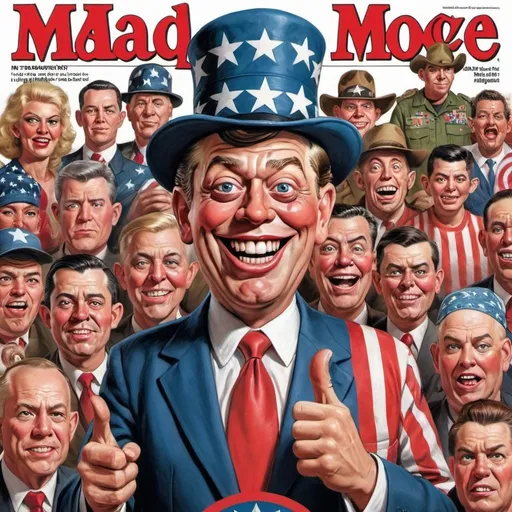 Prompt: Ultra MAGA cult propaganda effort  in style of mad magazine