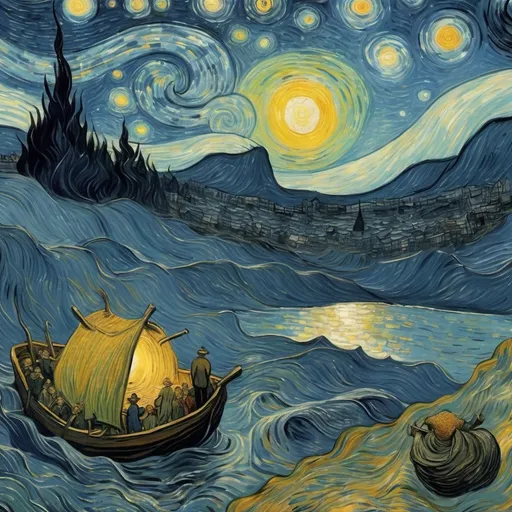 Prompt: if van gogh draw the cover of the book called A journey to the centre of the earth