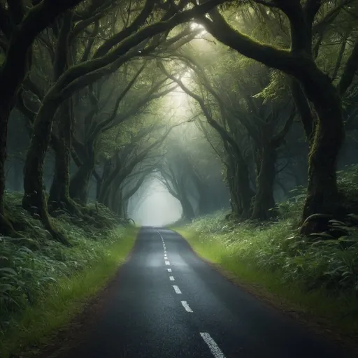 Prompt: Mysterious road in nature
