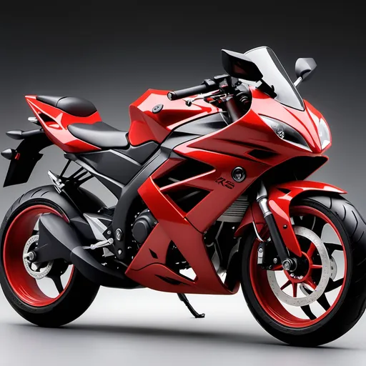 Prompt: Design a r15 v2 as below 
Color Scheme: The bike will be in a striking lava red color, representing Kurama’s fiery nature.
Headlights: The headlights will be designed to resemble Kurama’s eyes, giving the bike an intense and fierce look.
Nine Tails: The bike will feature LED light strips that mimic Kurama’s nine tails, creating a mystical and powerful aura, especially at night.
Graphics: The body will have detailed graphics of Kurama, with intricate designs that highlight its fur and features.
Wheels: The rims will be accented with red highlights to match the overall theme.
Seat: The split seat will have custom upholstery with Kurama’s emblem stitched into it.