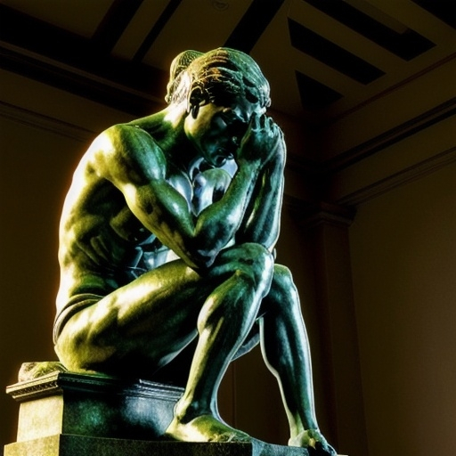 Prompt: a image that mimics the statue "the Thinker"