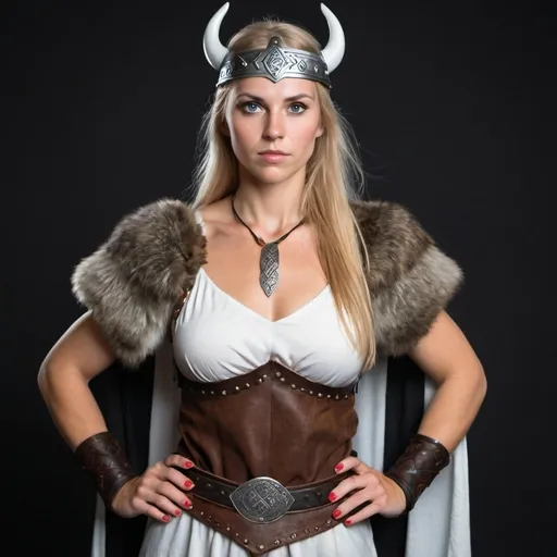 Prompt: Lightly dressed woman viking warrior