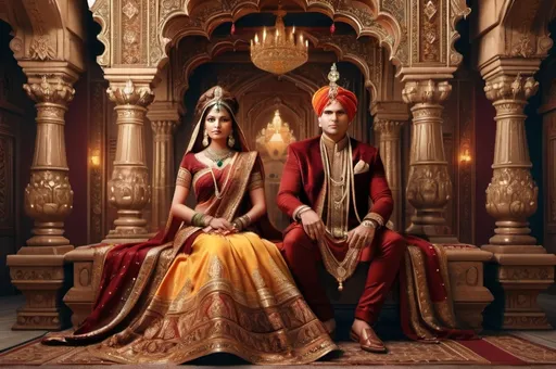 Prompt: Majestic Indian king and queen HD 4k