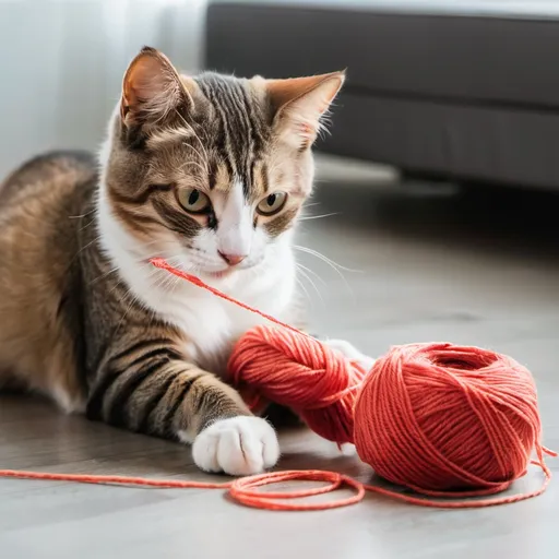 Prompt: cat playing with yarn