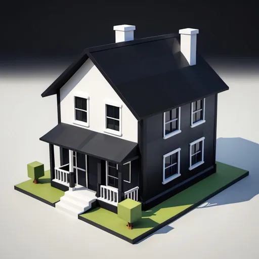 Prompt: A low poly of a house that is lightly colour of black