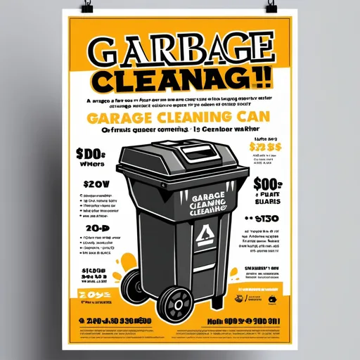 Prompt: A flyer for a garbage cleaning business using a power washer and it is 20 dollars a garbage can