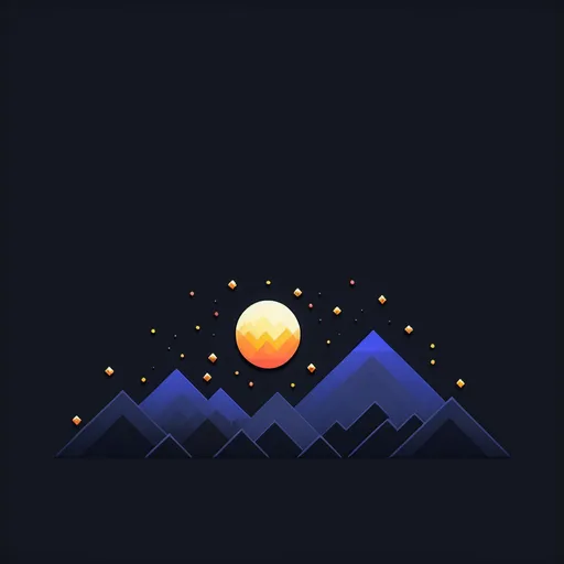 Prompt: dark minimal 8-bit desktop wallpaper with a color shapes like the moon or stars.