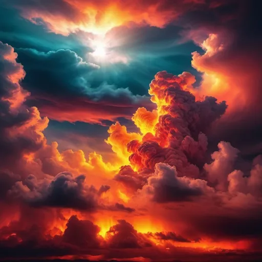 Prompt: CREATE TRANSLUCENT BRIGHT CLOUDS WITH heavenly fire