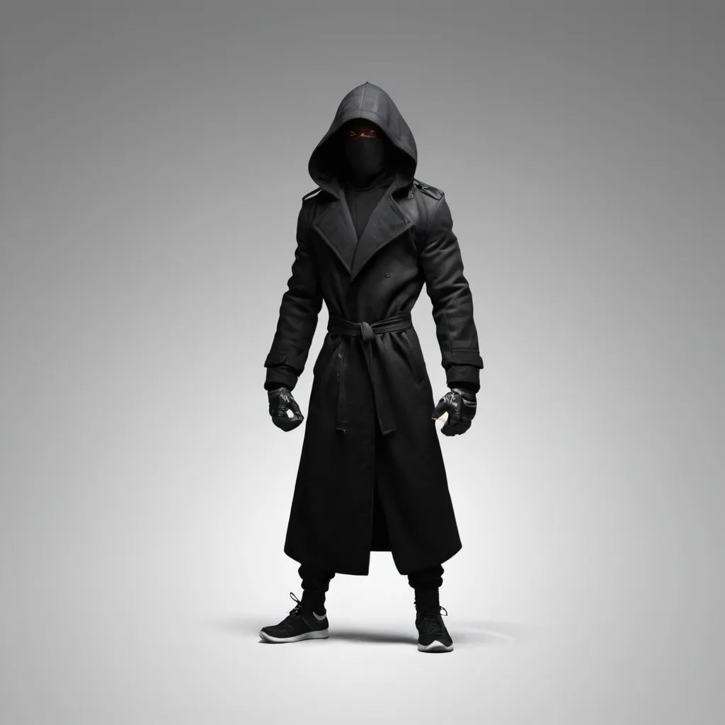 Prompt: black fighter stickman wearing black coat