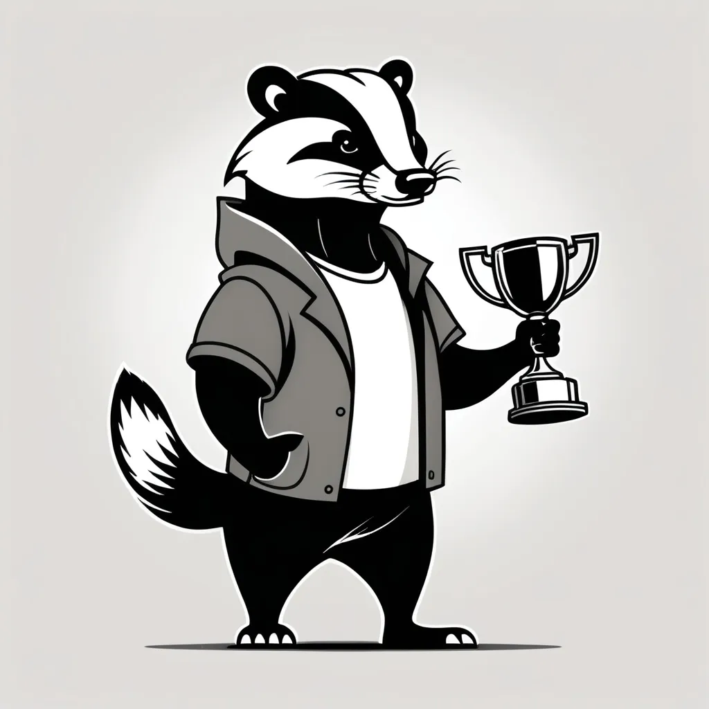 Prompt: design a badger holding a trophy in one hand
Design requirements:
- Style: The overall style of the design should be minimalist.
- Color palette: The design should be bright and colorful.