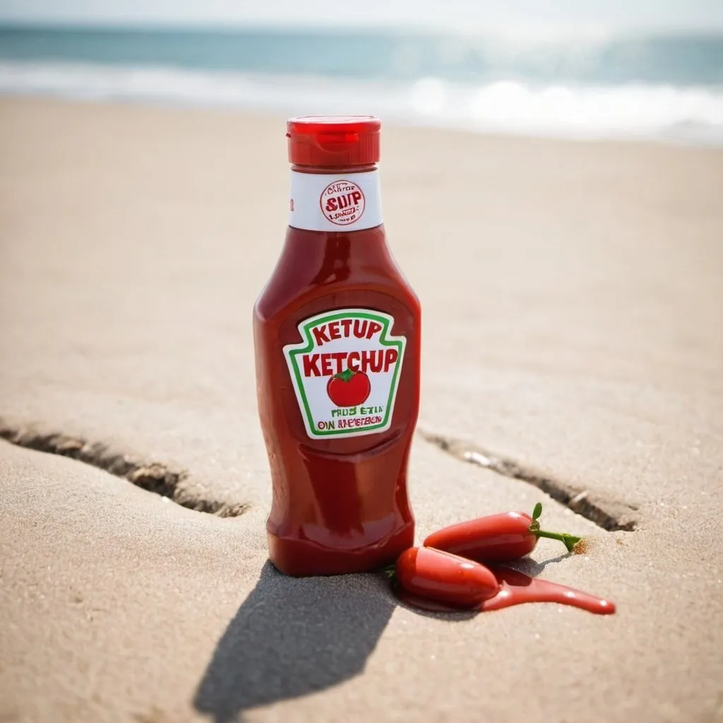 Prompt: ketchup on the beach