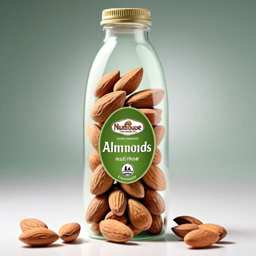 Prompt: Inside the plastic bottle have almond and outside the name is nutshouse 