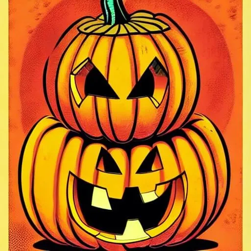 Prompt: Retro comic style artwork, highly detailed pumpkin creature}, comic book cover, symmetrical, vibrant