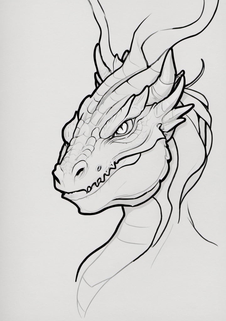 Prompt: portrait of a dragon, lineart