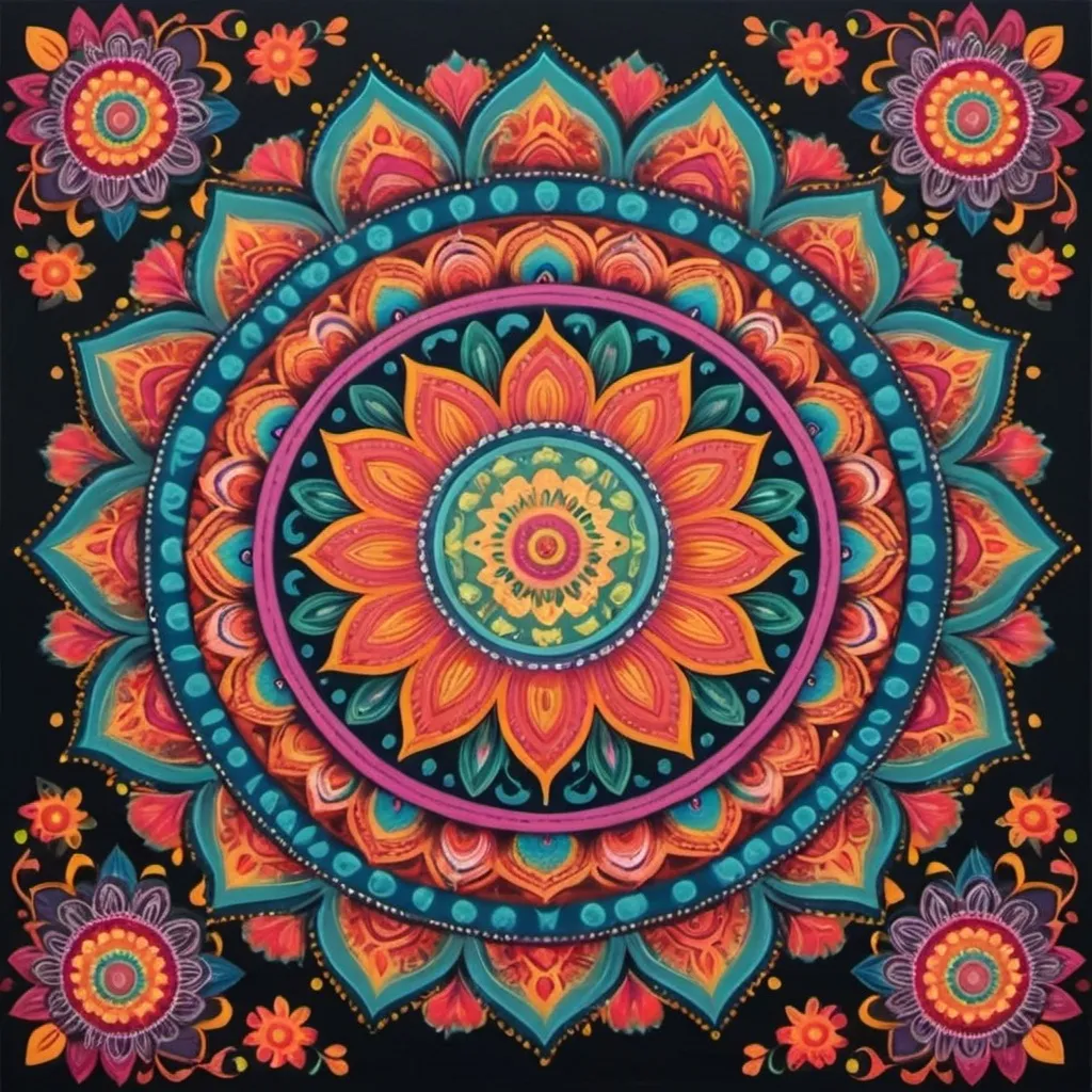 Prompt: colorful mandala folk art style