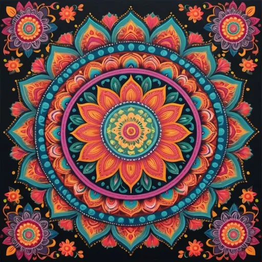 Prompt: colorful mandala folk art style