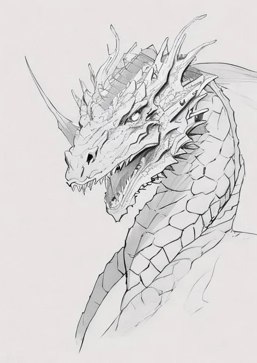 Prompt: portrait of a dragon, lineart