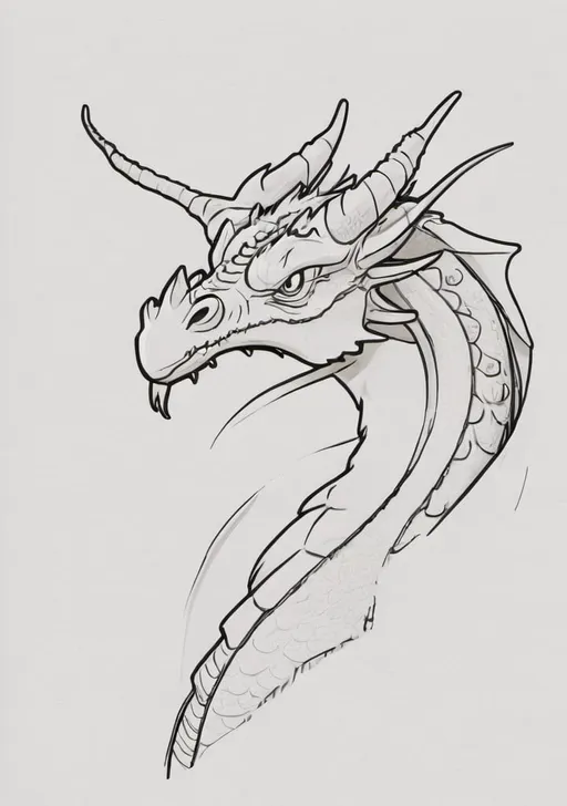 Prompt: portrait of a dragon, lineart