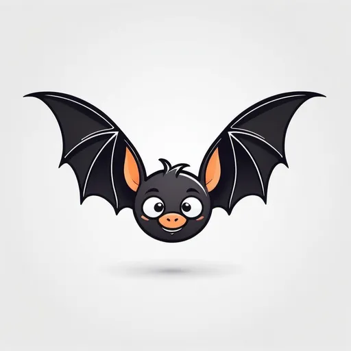 Prompt: Stylized cartoon bat, vector flat logo, simple lines, cute cartoon illustration, white backdrop