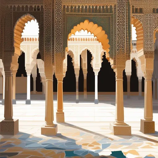 Prompt: vector painting of the interior of the Alhambra in Cordoba