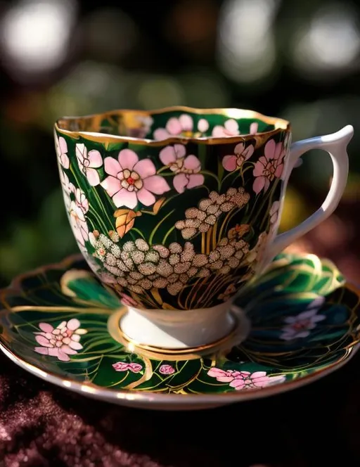 Prompt: beautiful teacup art deco style