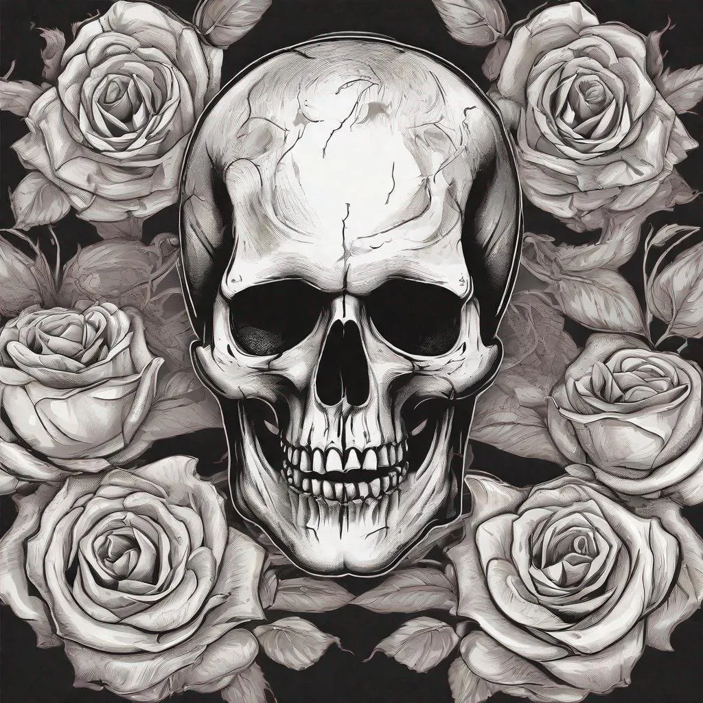 Prompt: skull with roses. vector style, insanely detailed