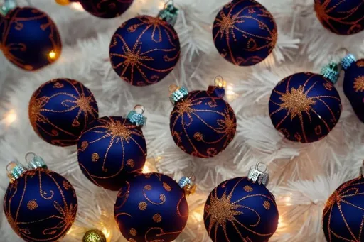 Prompt: Christmas Balls hanging on a fir tree branch