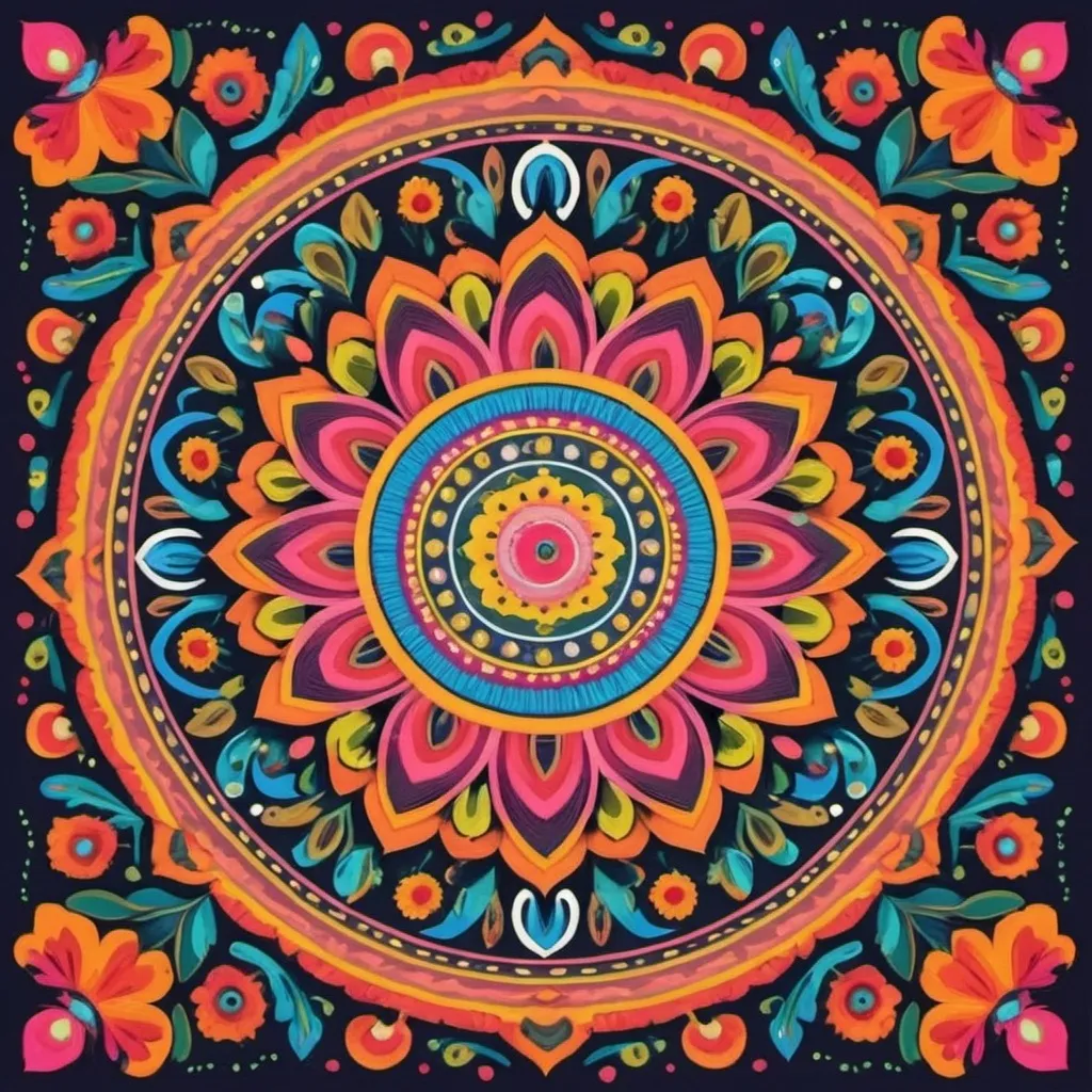 Prompt: colorful mandala folk art style