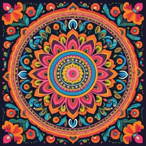 Prompt: colorful mandala folk art style