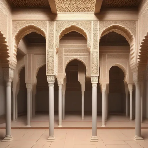 Prompt: Close up of the interior of the Alhambra in Cordoba, 3 D vector style