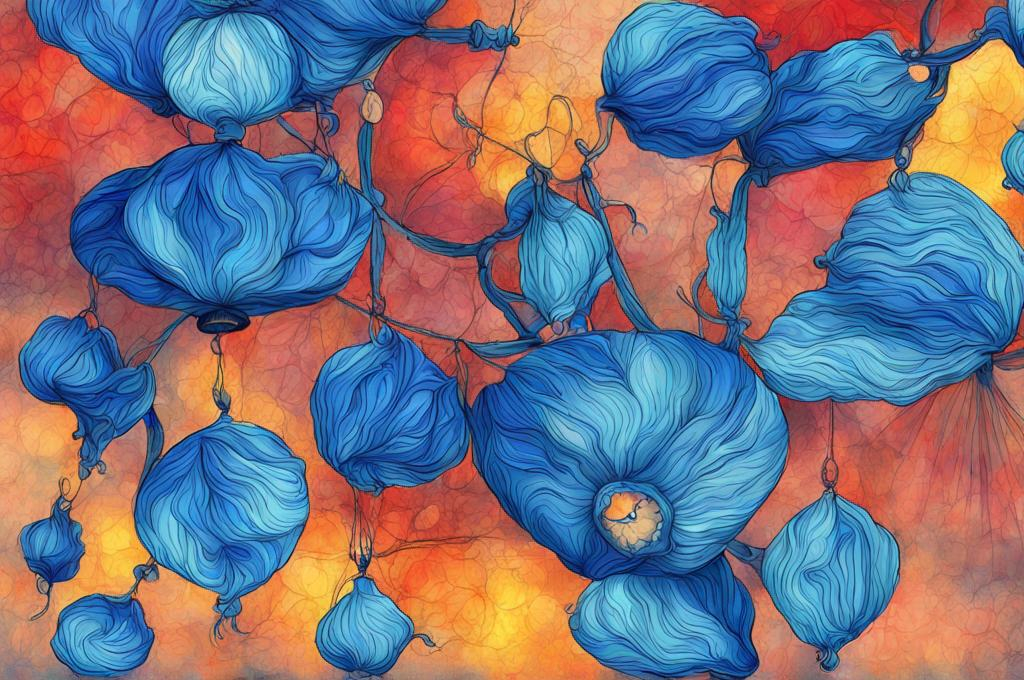 Prompt: Chinese lanterns, digital painting, blue shades, 