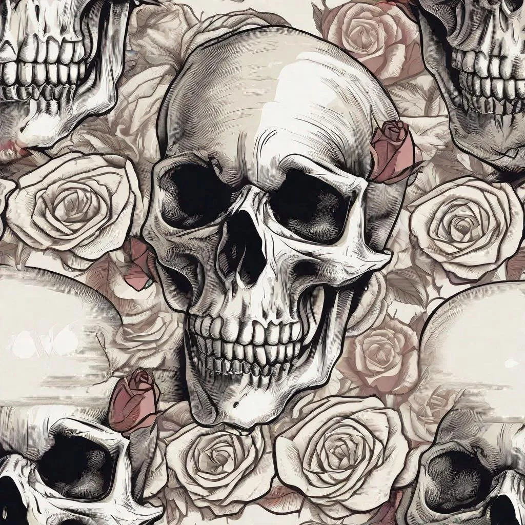 Prompt: skull with roses. vector style, insanely detailed