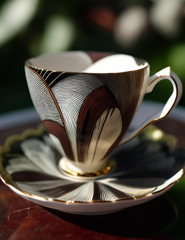 Prompt: beautiful teacup art deco style