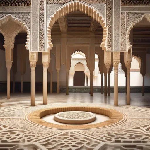 Prompt: Close up of the interior of the Alhambra in Cordoba, 3 D vector style