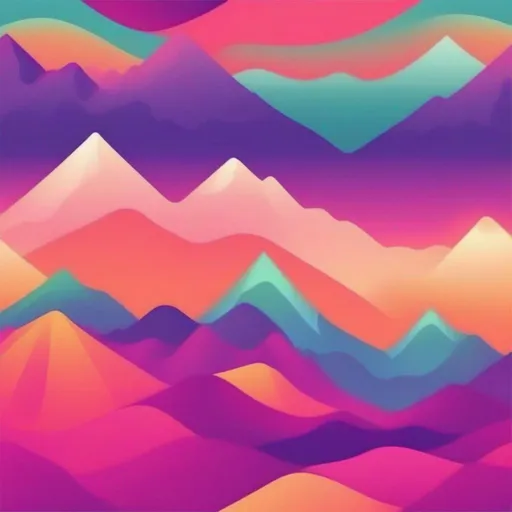 Prompt: flat gradient vibrant modern flowy mountains design, vector style