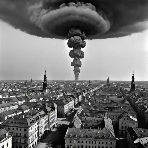 Prompt: similarly to the now popular 'all eyes on rafah' ai generated pic, make a similar one for Dresden as it was after the allied bombing during world war 2
