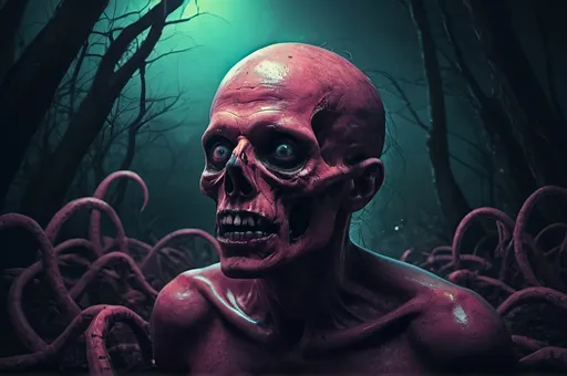Prompt: Horror dream on acid, surreal digital art, eerie atmosphere, vivid and unnatural colors, nightmarish creatures, high contrast, nightmarish, surreal, digital art, eerie atmosphere, vivid colors, high contrast