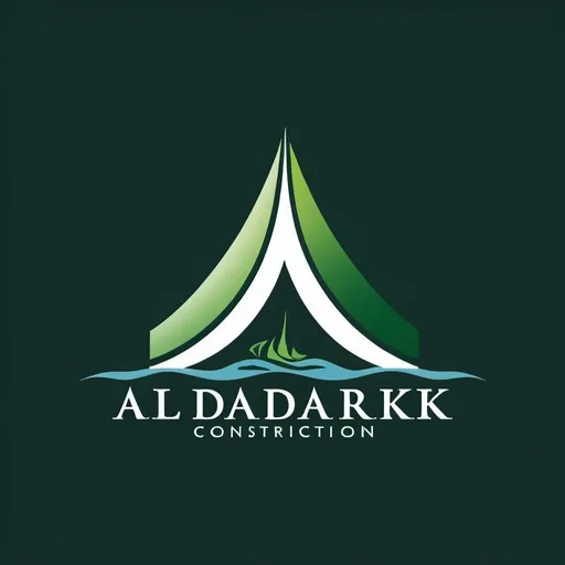 Prompt: I need beautiful and unique greenish, sand, sea water color logo for my construction company AL DAR DAREK construction LLC in Bahrain 