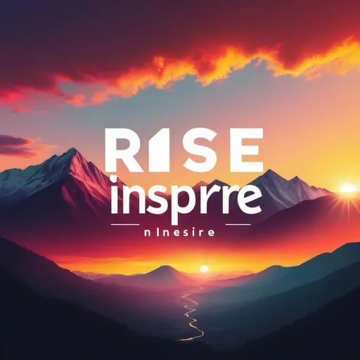 Prompt: Create a profile picture featuring a vibrant sunrise or mountains landscape as the background. Overlay the text ‘Rise&Inspire’ in a bold.modern font. Using a contrasting color like white or yellow to make it stand out . The overal aesthetic should convey a sense of hope and motivation 