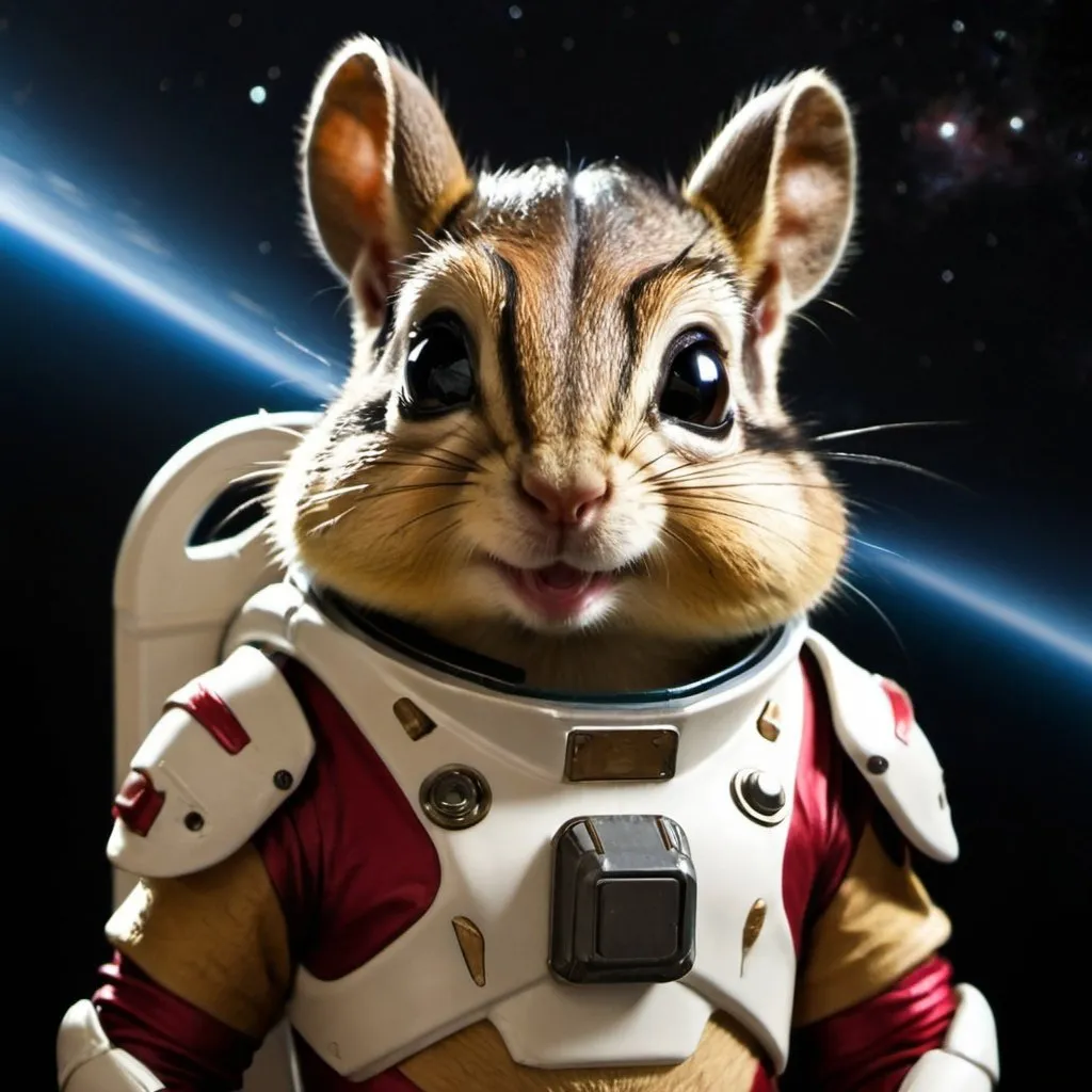 Prompt: Chipmunk in space armor