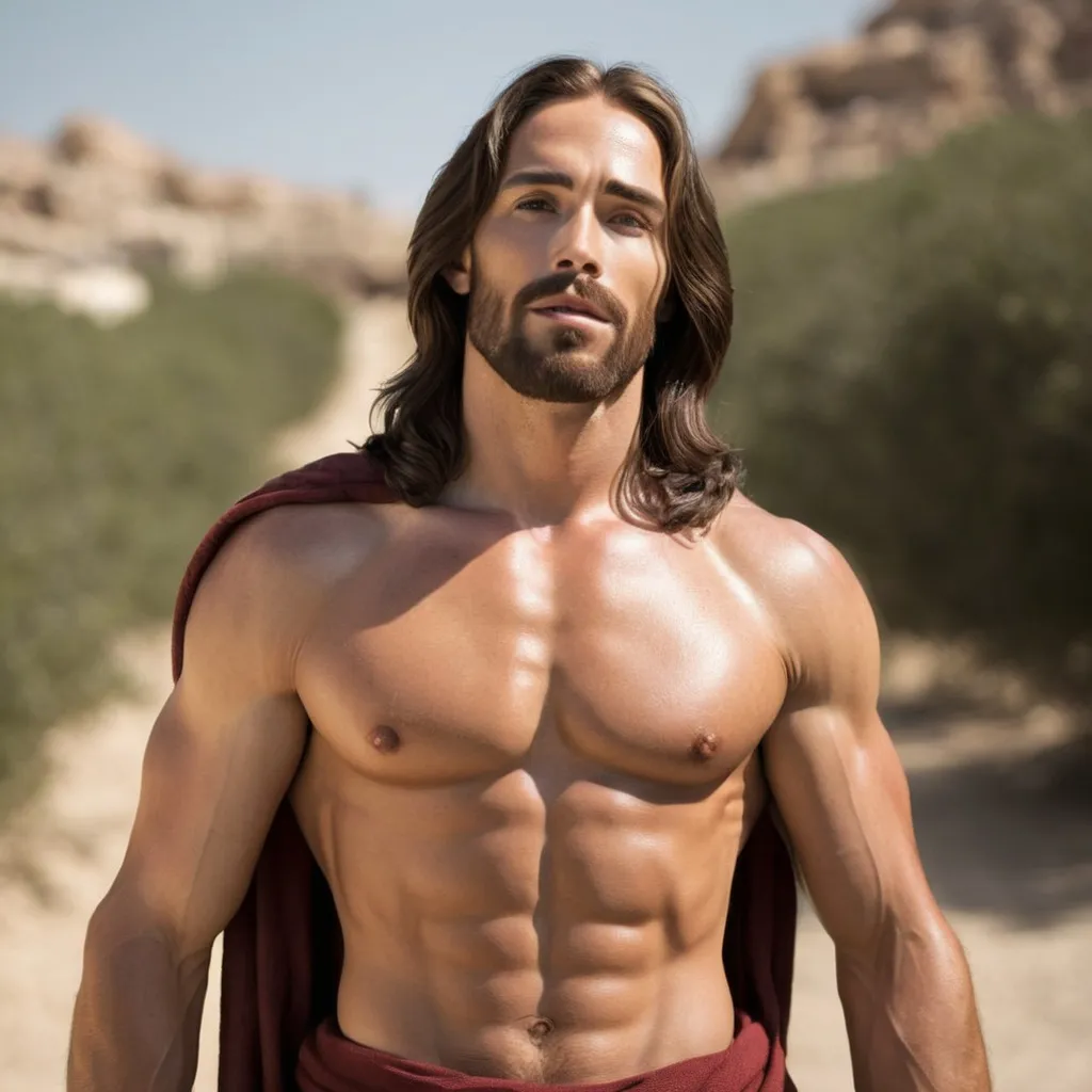 Prompt: Muscular handsome jesus