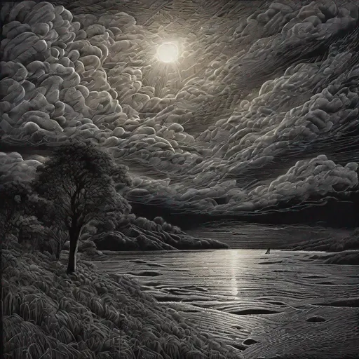 Prompt: nipt, scratchboard art, stormy light, intricate details, dainty surface