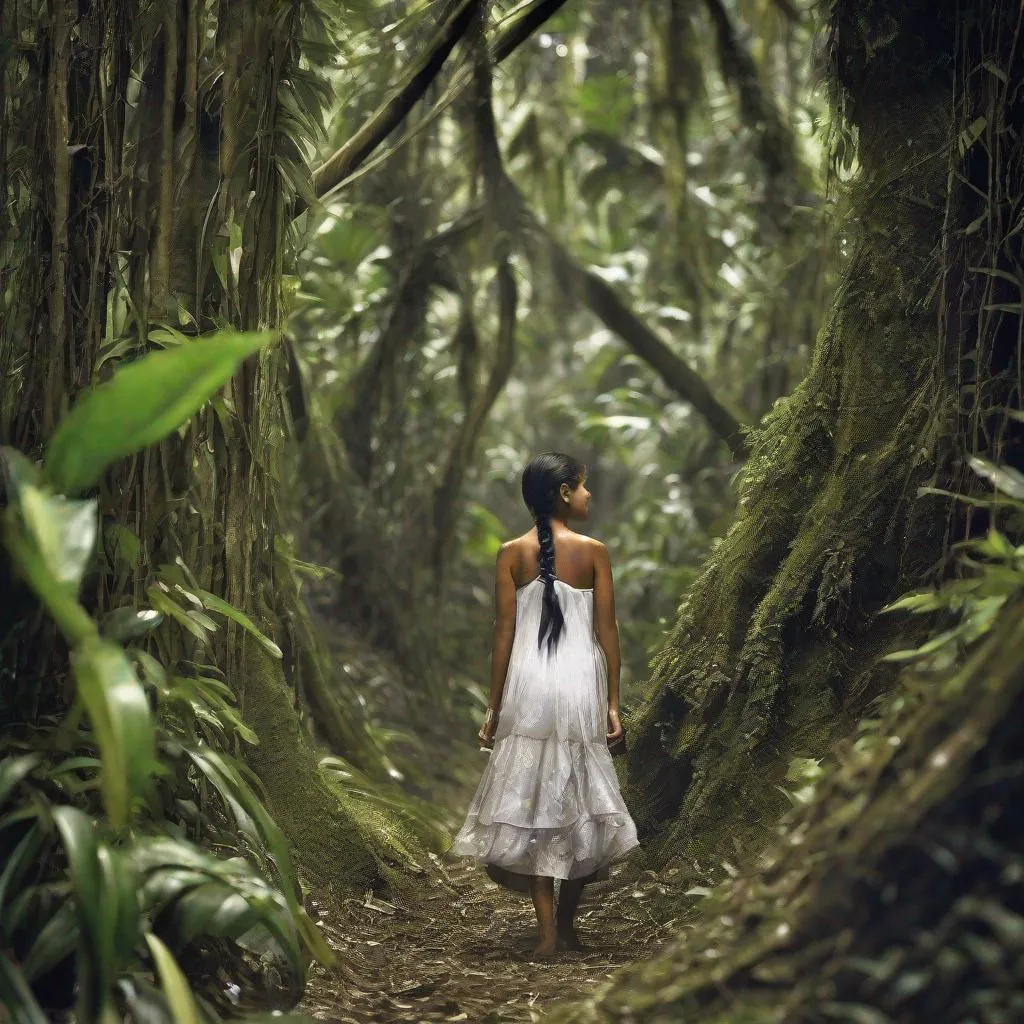 Prompt: a honduras person, enchanted forest photograph